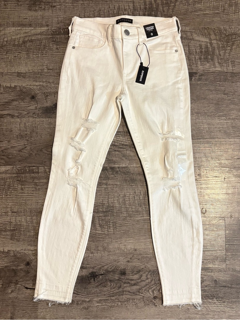 Express Jeans Women’s 0 White Mid Rise Cropped Legging New